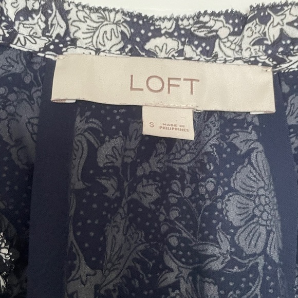 Loft Long Sleeve Navy and White Floral Dress - Picture 2 of 3